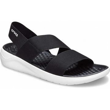 Crocs LiteRide™ Stretch Szandál Női Fekete | HU 0517VRWD